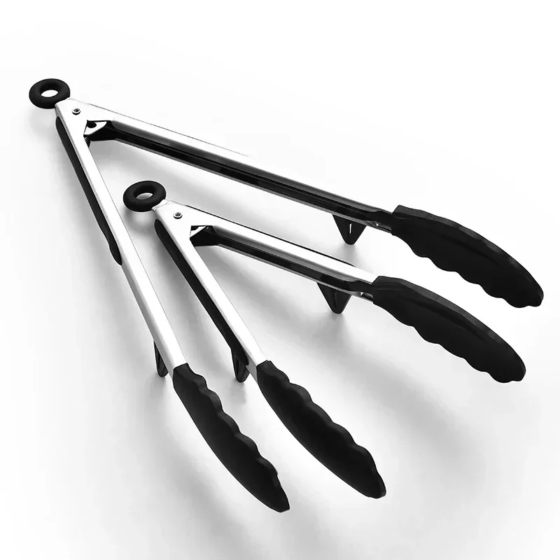 2PCS/lot Black 9-inch 12-inch Silicon Effective Food Clamp with Support Frame Kitchen Utensil Set Cooking Tools