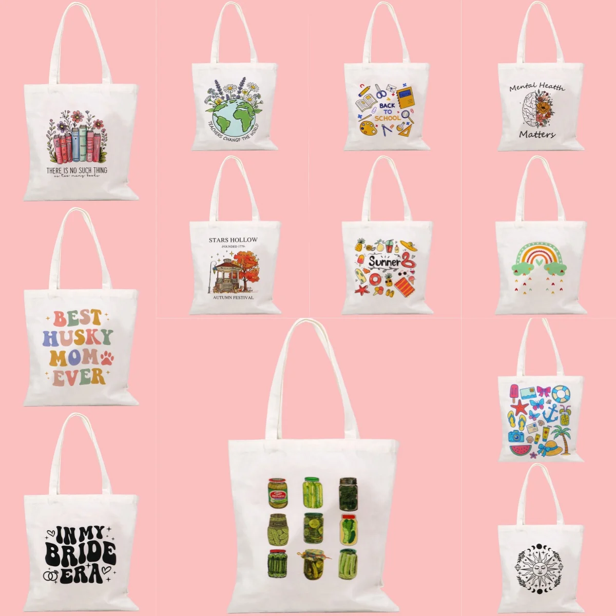 

Сумки-тоут с цитатами из мультфильмов, вместительные сумки с растениями и цветами, повседневная портативная легкая сумка на плечо для покупок, многоразовая холщовая сумка для женщин