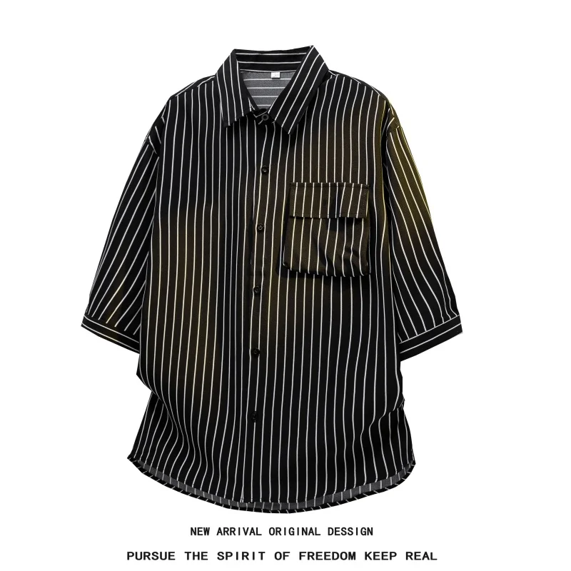 【Shirt + Shorts】Men's Shirt Set Summer Fashion Ice Silk Striped Shirt Tie-Dye 5-point Pants Daily Casual Leisure 2-Piece Outfit - view 4