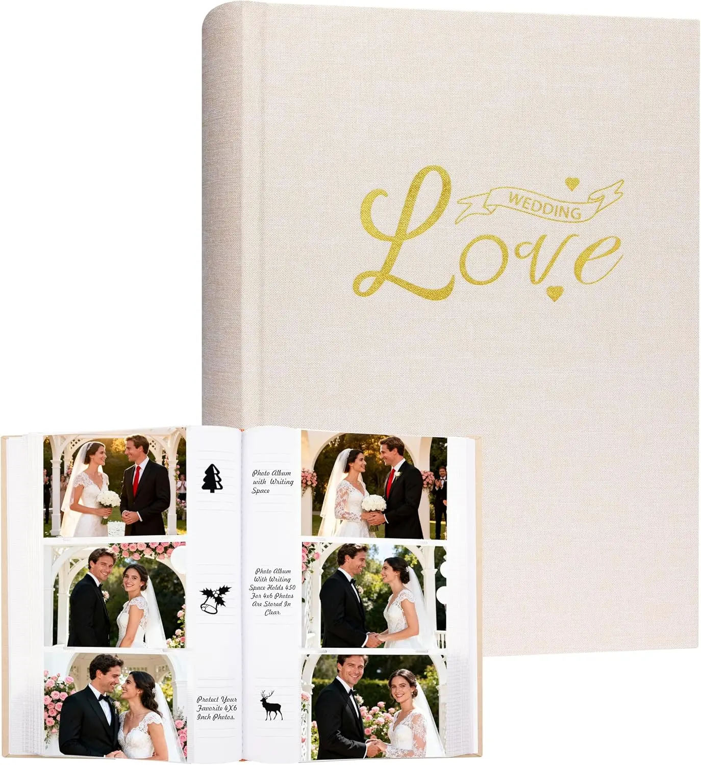 

Photo Album 4x6 Wedding with Writing Space for 450 Photos Linen Cover Hardcover Horizontal, 4 x 6 Photo Album Picture Bo