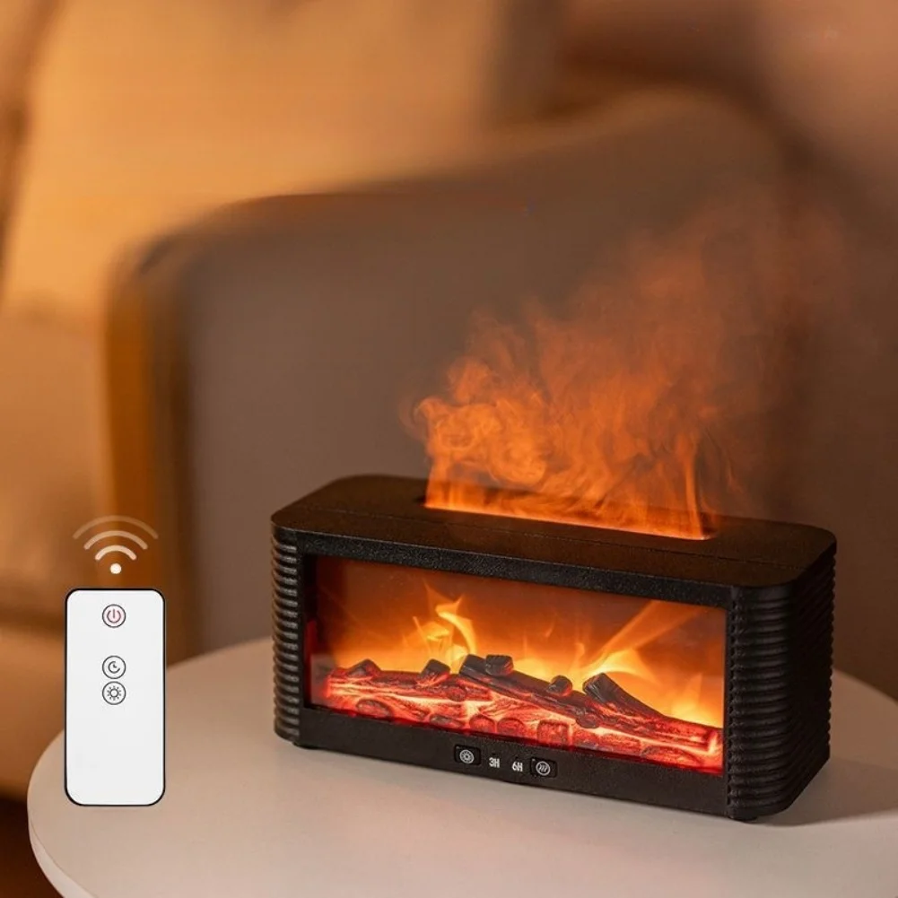 Fireplace Flame Aroma Diffuser With Remote Control And 7-Color Flame Light Humidifier Air Humidifier