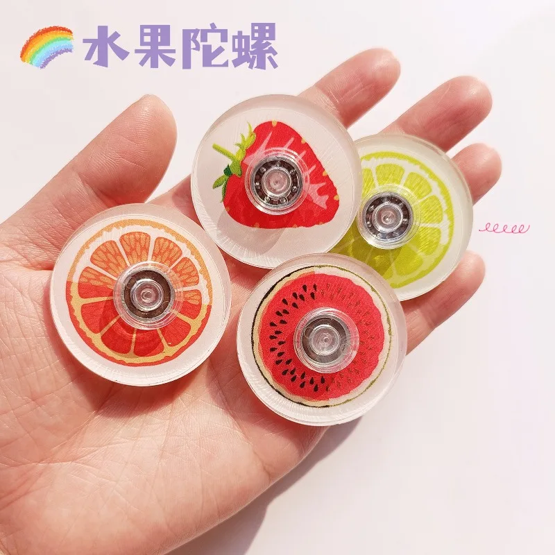 Fidget Spinner à fruits en acrylique, 2 pièces, Design de fruits créatif, jouet à doigts, Puzzle, soulagement du Stress, jeu sensoriel pour enfants et adultes
