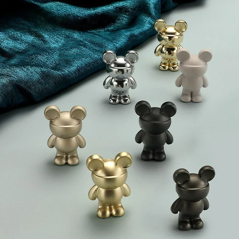 Cute Cartoon Children's Room Drawer Kitchen Cabinet Wardrobe Door Handle New Bear Personalized Creative Cabinet Door Handle