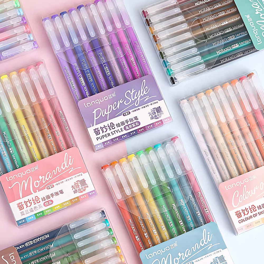 9Pcs Morandi Gel Pen Set 0.6mm Fine Tip Quick-Dry Aesthetic Pastel Colors for Manga Anime Sketching Drawing Graffiti Stationery