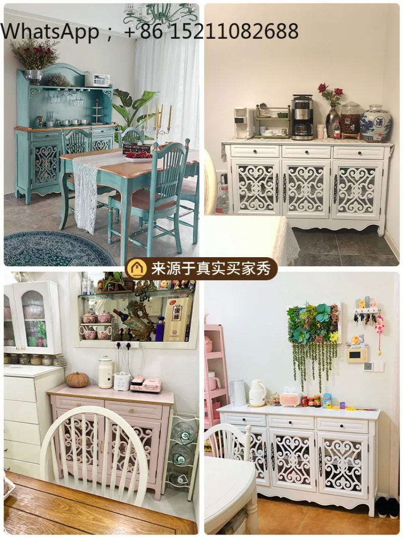 SCY pink solid wood dining side cabinet against the wall coffee cabinet kitchen storage side cabinet