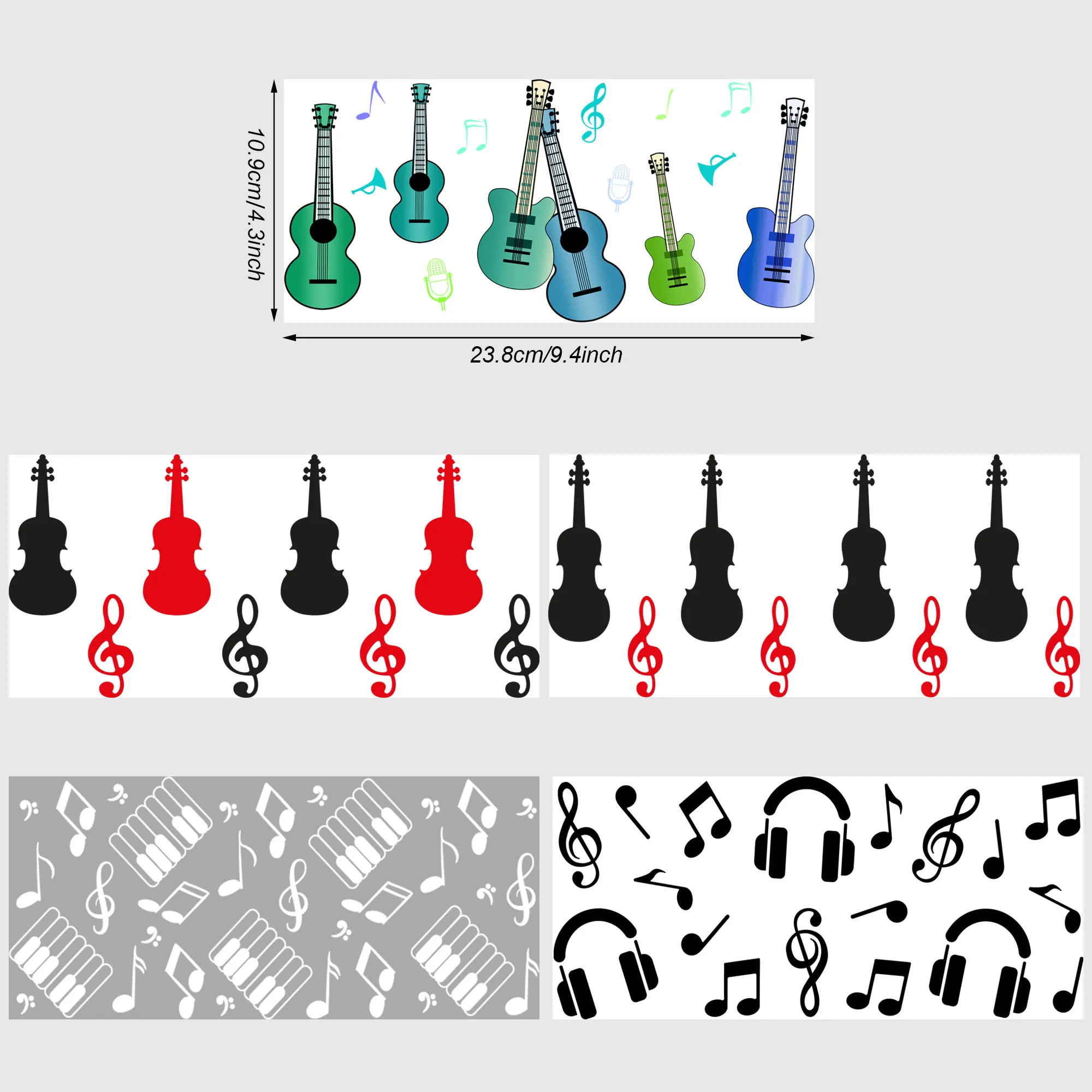 5 Sheets Musical UV DTF Cup Stickers, Glass Sports DTF Transfer Stickers, Waterproof Wipe Transfer Paper for 16oz Glass, Mugs,