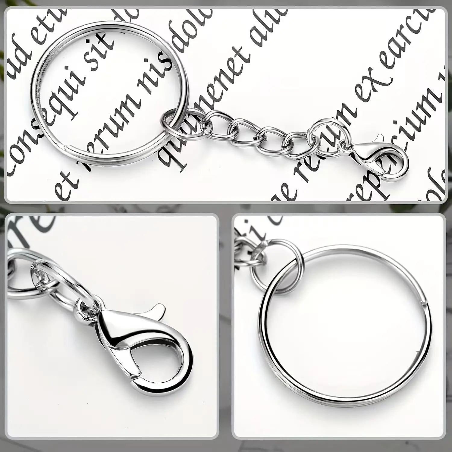 5/10/20/30/50/100pcs open metal keychain, silver metal piece with chain and jumping ring, with open ring and DIY jewelry pocket image 3