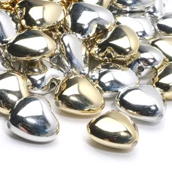 Gold Color Silver Color 19x20mm Acrylic Love Heart Spacer Beads 10pcs Acrylic Beads For Jewelry Making DIY Handmade Accessories