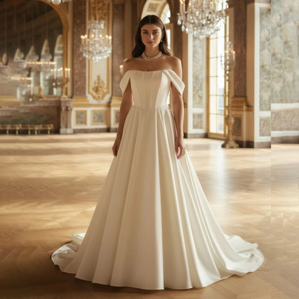 

Elegant Off Shoulder Weddings Dress 2025 A-Line Cap Sleeves Bridal Gown For Wedding Customized Bride Dresses vestidos de novia