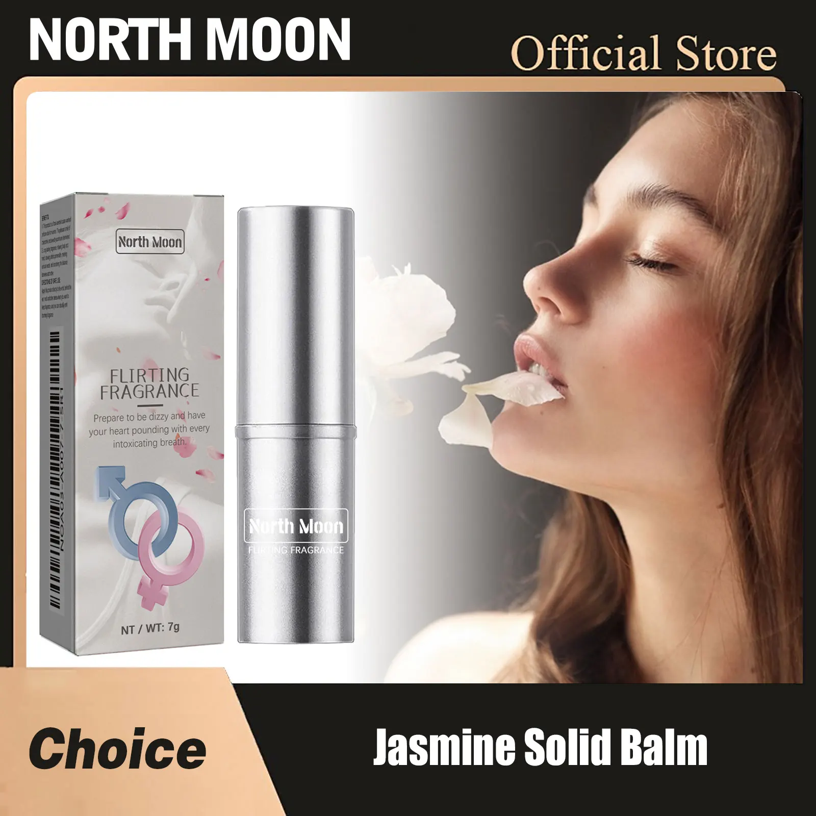 North Moon Damen-Jasmin-Festbalsam, milde, langanhaltende Düfte, bezaubernde Dating-Männer, hält frisch, tragbares Pheromon-Festparfüm