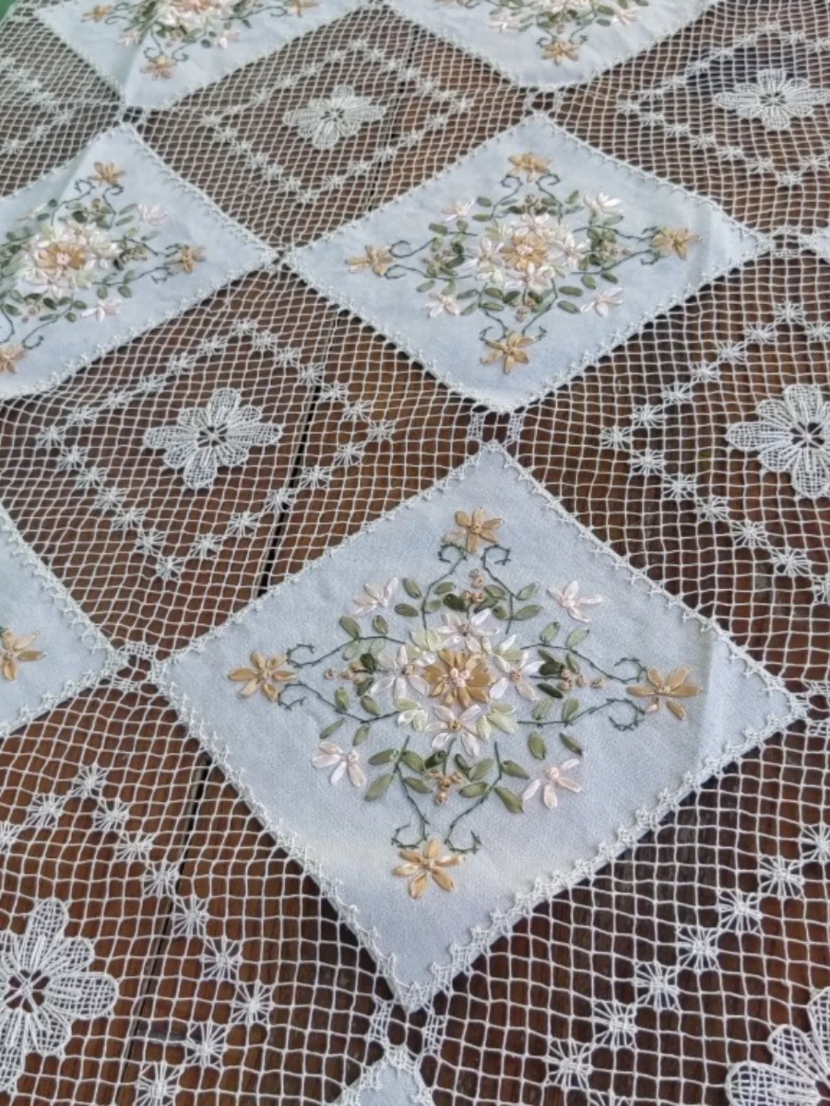 Hand Embroidered Tablecloth Pure Cotton Lace Hollow out Cover Cloth Rectangular Tablecloth Art Home Textile Country Style