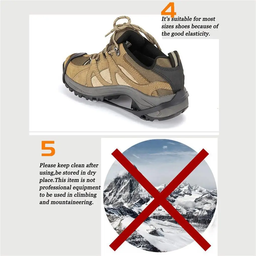 Anti-skid Ice Cleats Adults Children Shoes Accessories Crampons Tool Outdoor Stainless Steel Shoe Spike Grips Safety Protection