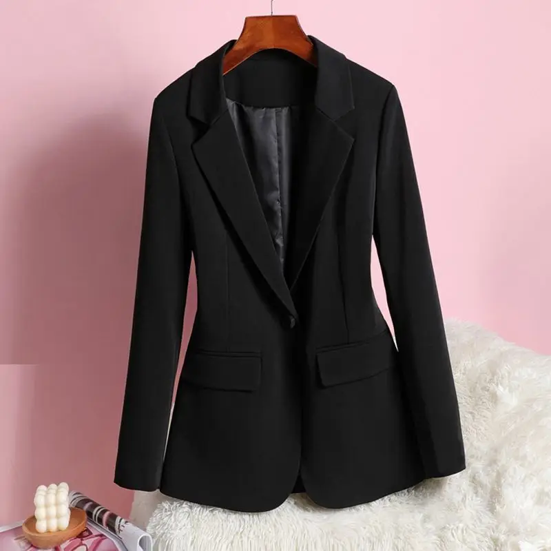 

Ele Bla Long Sve Женская куртка Faionable Slim Fit Весна Осень Sle Profional Aosphere Hanging Sense