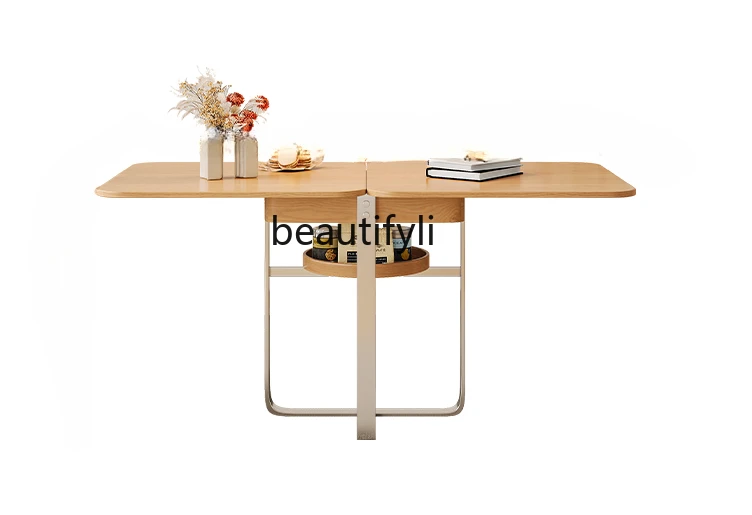 

Log Style Folding Dining Tables and Chairs Set Nordic Modern Simple Small Apartment Home Multi-Functional Storage Dining Table