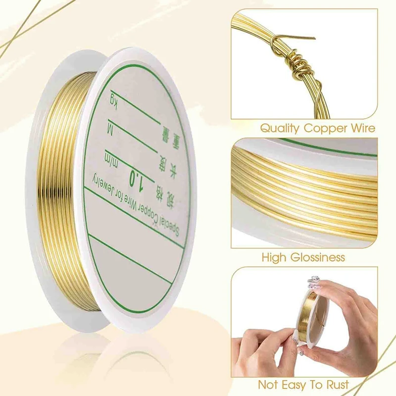 18 Rolls 420 Ft In Total Copper Wire For Jewelry Making With Needle Nose Pliers Jewelry Beading Wire 6 Sizes, 3 Colors Durable