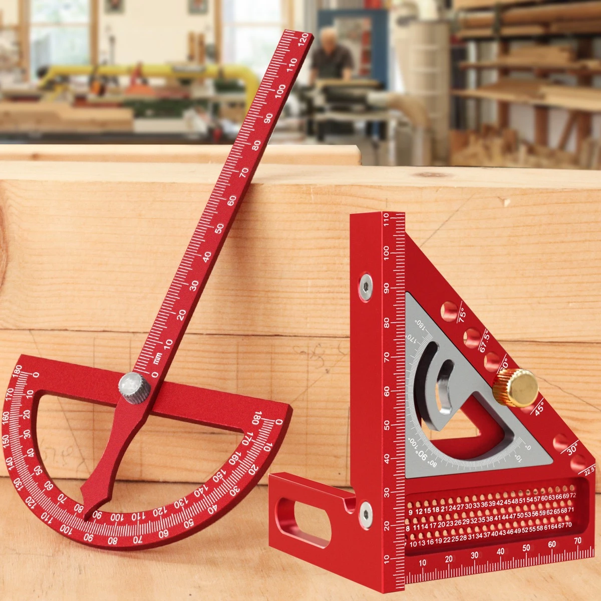 

180-градусный угловой транспортир, квадратный искатель и модернизированный столярный набор, квадратный плотницкий транспортир для прецизионного измерительного инструмента