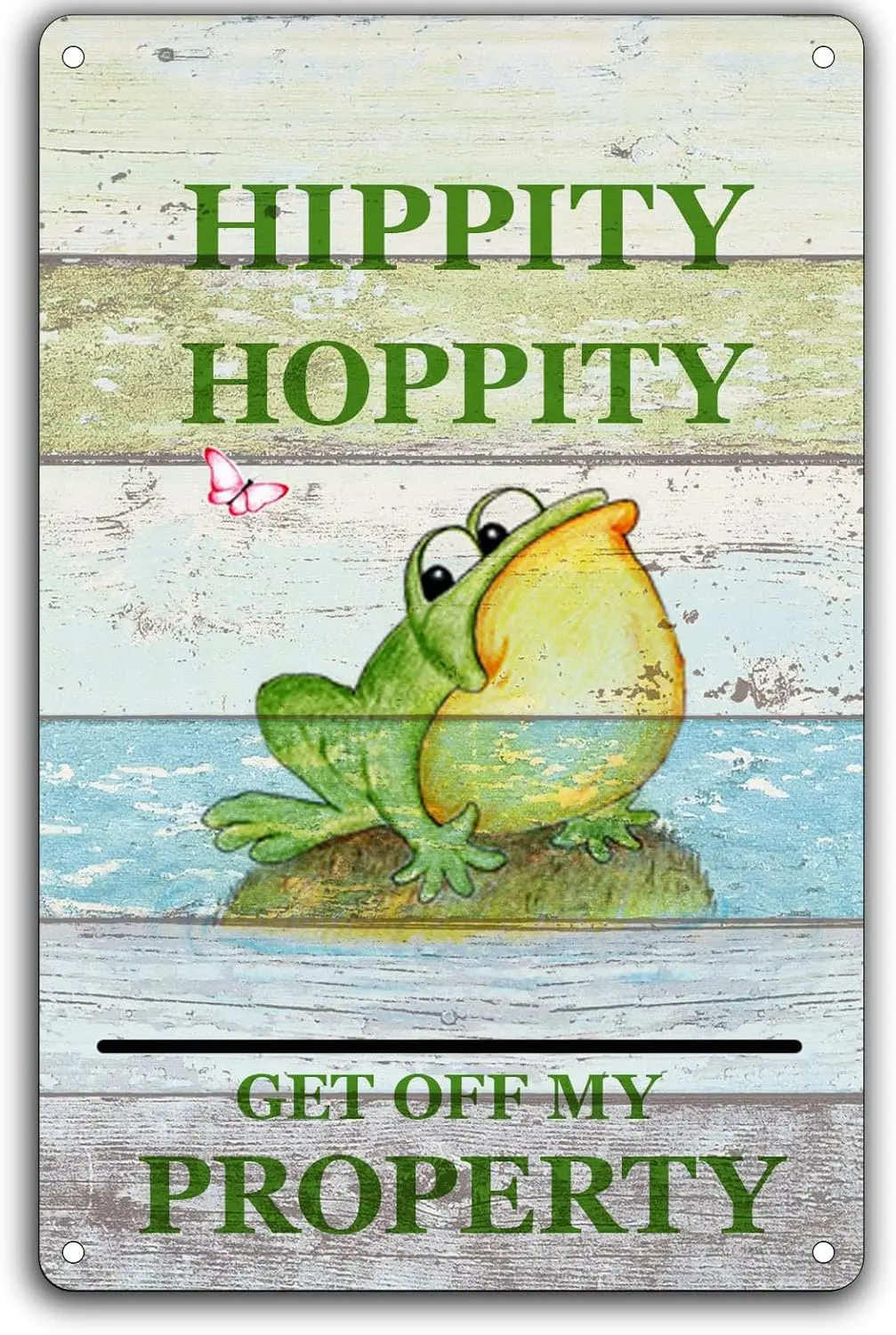 HQVLNAWX Retro Poster Metal Sign Hippity Hoppity Get Off My Property Frog No Trespassing Signs Funny Frog Room Decor Vintage Pla