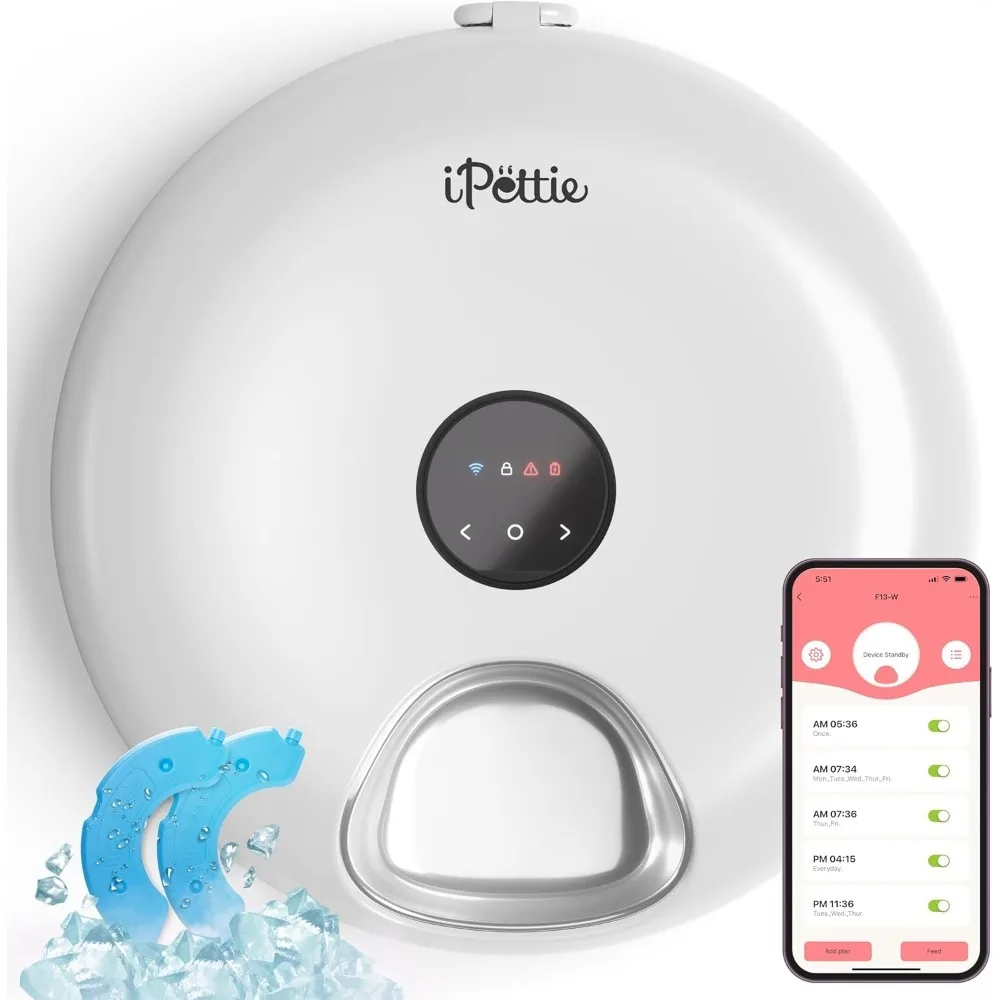 

[Stainless Steel Tray Version] Donut Frost WiFi 6 Meal Automatic Wet Food Feeder, App Control Programmable Timer