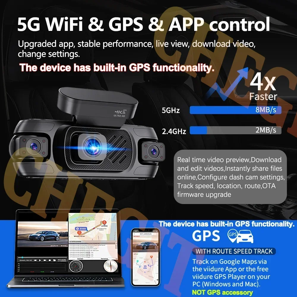 2026NEW 4K + 1K + 1K 4 قنوات WIFI GPS جهاز تسجيل فيديو رقمي للسيارات 360 ° كاميرا داش للسيارات HD فيديو كاميرا أمامية وخلفية صندوق أسود ملحقات السيارة #5