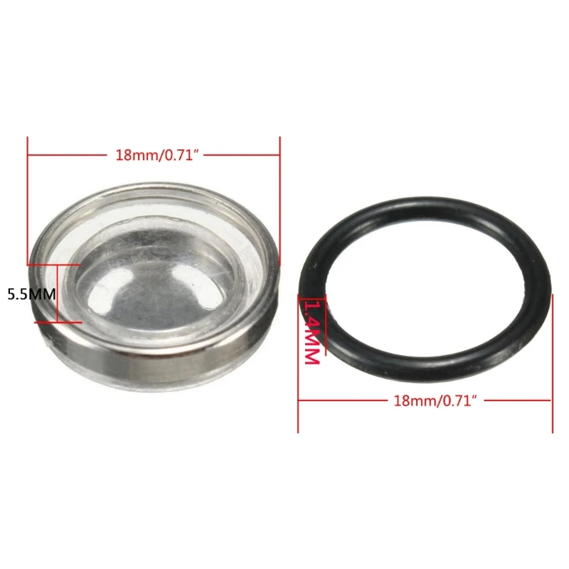 Master Cylinder Sight Lens,10mm 12mm 14mm 18mm Replacements with O-Rings for Hydraulic Brake Levers Motorcycle