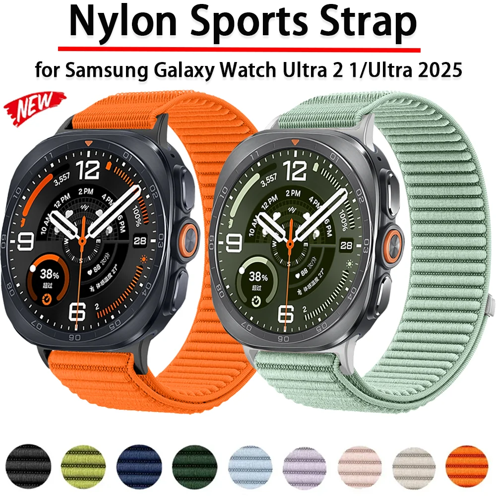 Nylon-Sportarmband für Samsung Galaxy Watch Ultra 2 1 47mm, atmungsaktives Metallarmband für Samsung Watch Ultra 2025 47mm.