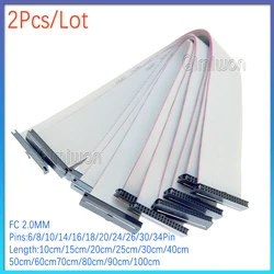 2pcs/lot IDC2.0mm spacing gray ribbon cable FC6/8/10/12/14/16/20P JTAG JLINK download cable