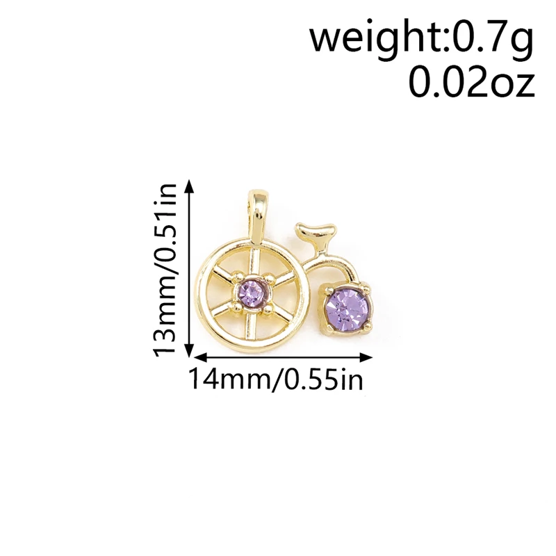 5 Stück 14x13mm Niedliche Kristall-Legierungs-Fahrrad-Anhänger für Schmuckherstellung, Halsketten, Ohrringe, Armbänder, DIY-Bastelzubehör – Detail 1