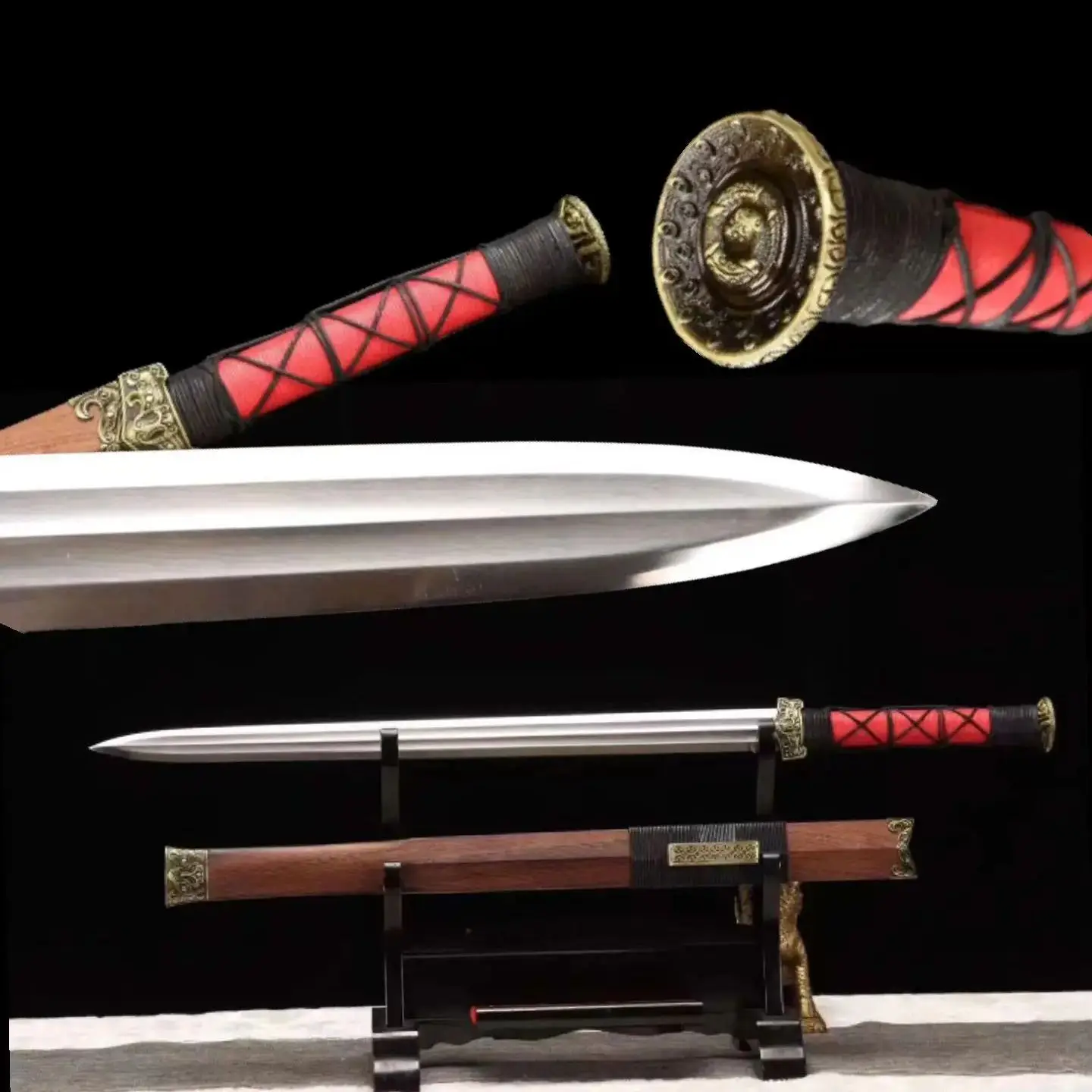 Chinese 3 Kingdoms Period, Red Cliff Battle Horizontal Han Sword, Handmade Multi Refined High Manganese Steel Blade, Unsharpened