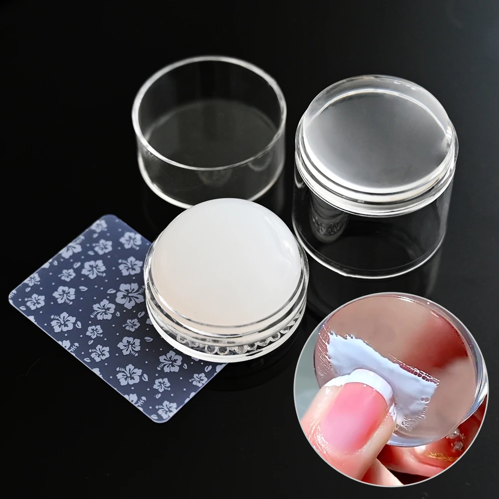 Nail Art Stamper Silikon-Stempelgelee mit Schaber, transparent, sichtbar, kein Verblassen, für DIY-Nageldekoration, französischer Spitzenstempel – Detail 3