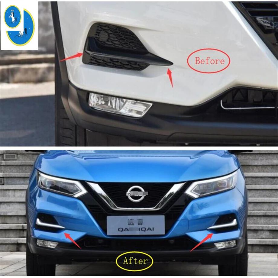 Chrome / Carbon Fiber Look Front Rear / Fog Lamps Lights Eyebrow Decor Cover Trim For Nissan Qashqai J11 2018 - 2021 Accessories