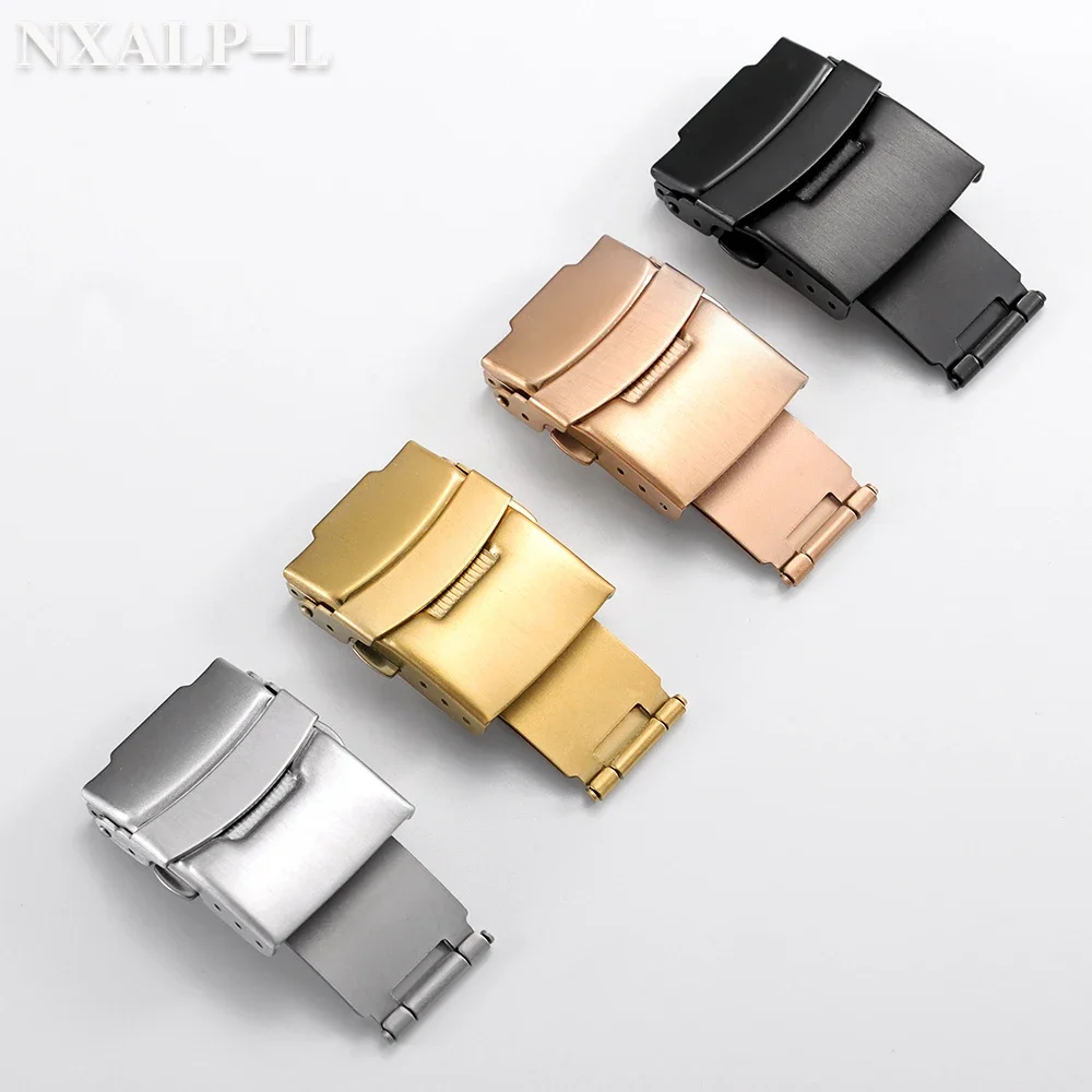 Застежка для часов из нержавеющей стали, складная пряжка для ремешка для часов Seiko, 16 мм, 18 мм, 20 мм, 22 мм, 24 мм, двойная кнопка, аксессуары для часов