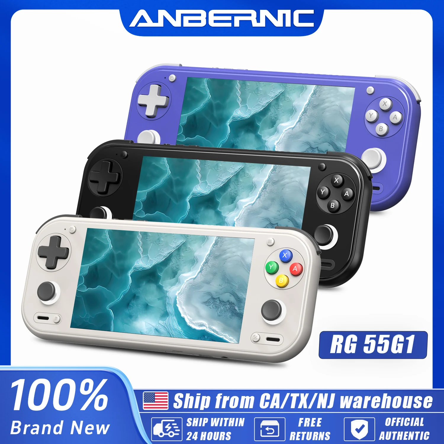 Anbernic RG 55G1 Retro Handheld Game Console Android 14 RG55G1 With 5.5 Inch Touch IPS Screen 3D Hall Joystick RGB Lighting