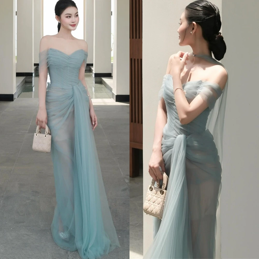 

Customized Luxury Tulle Strapless Evening Dress Graceful Sleeveless Prom Dress Delicate Bespoke Occasion Gowns
