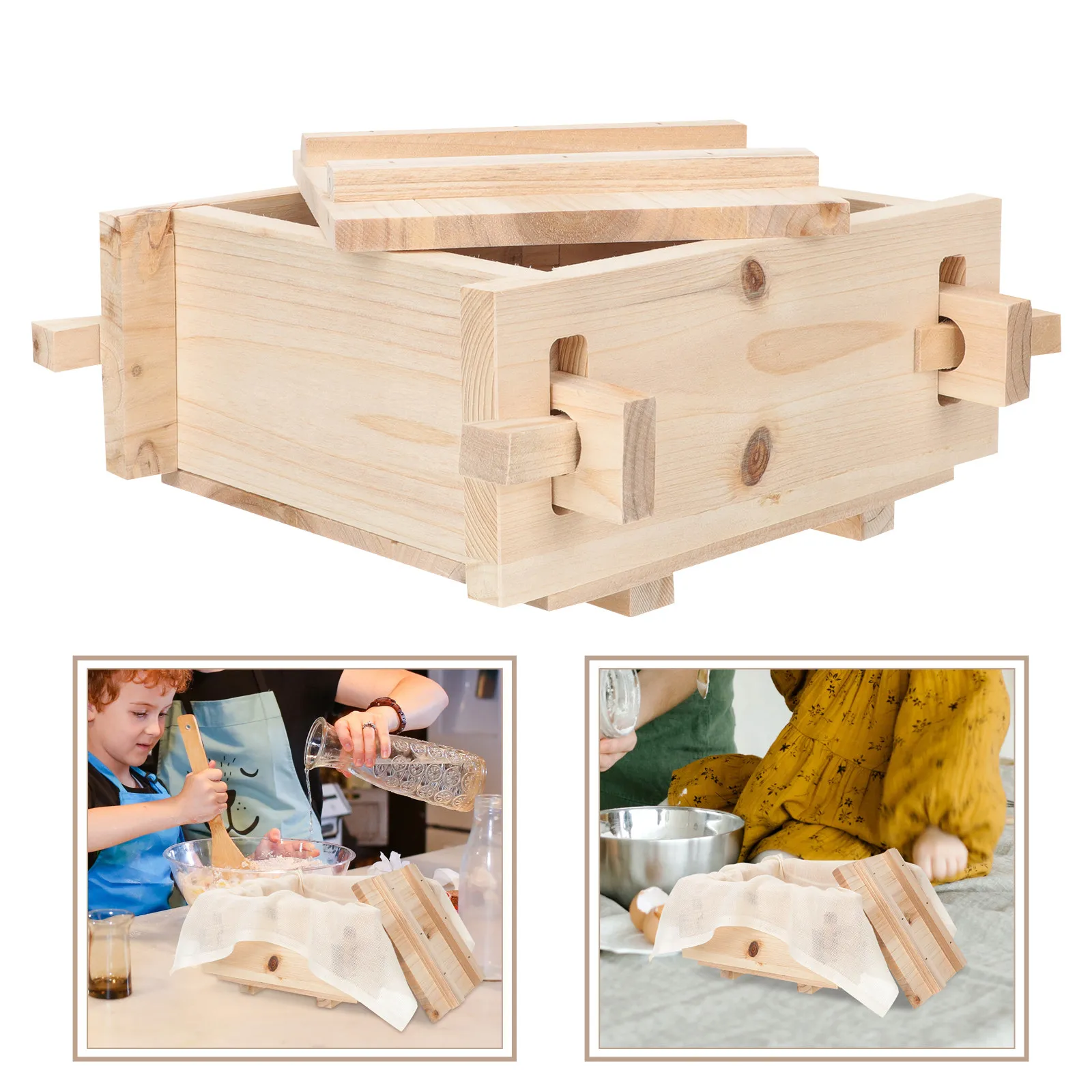 

Wooden Tofu Press Mold Compact Kitchen Tofu Maker DIY Household Cooking Tool Cheese Press Convenient Mold