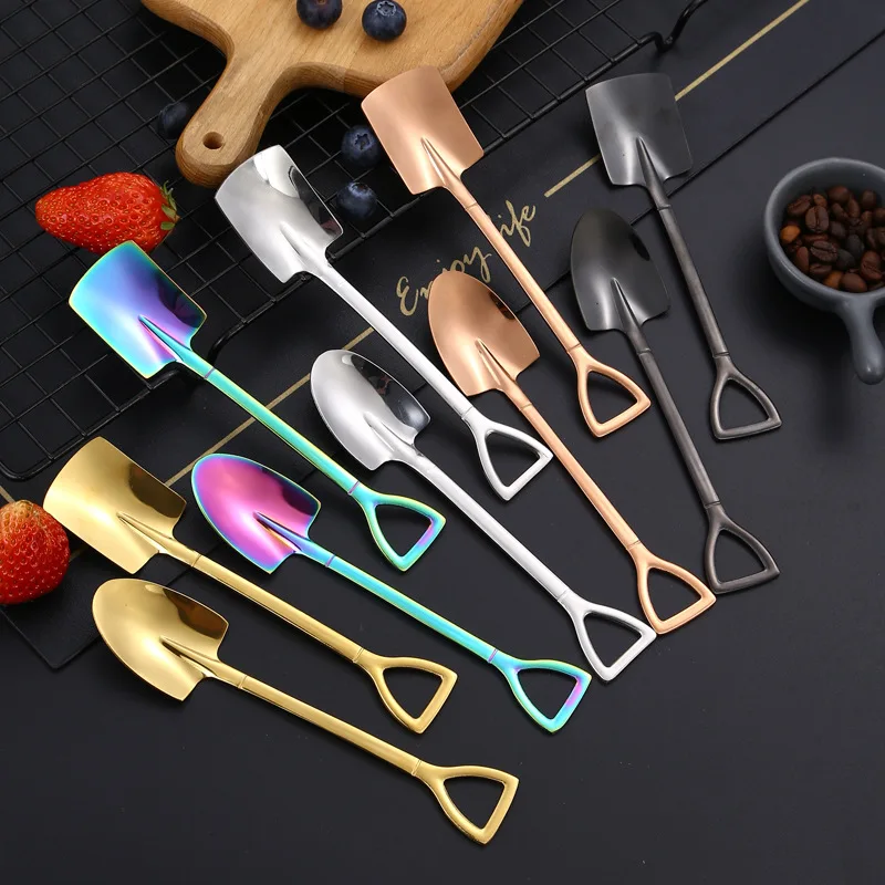 

304 Stainless Steel Mini Creative Retro Shovel Scoop Ice Cream Watermelon Scoop Children's Dessert Spoon Kitchen Tableware Tool