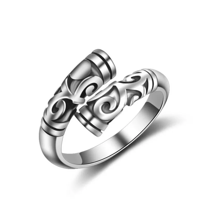 Nowa moda Tight Spell Wukong's Weapon 925 Sterling Silver Jewelry Gold Hoop Stick Cloud Pattern Flower Opening Rings