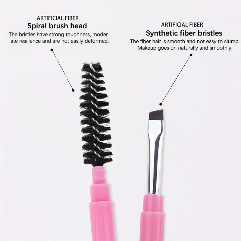 Portable Double Head Eyebrow Brush Spiral Brush Eye Liner Brush With Cover Makeup Brush Eyebrow Extension Makeup Tool