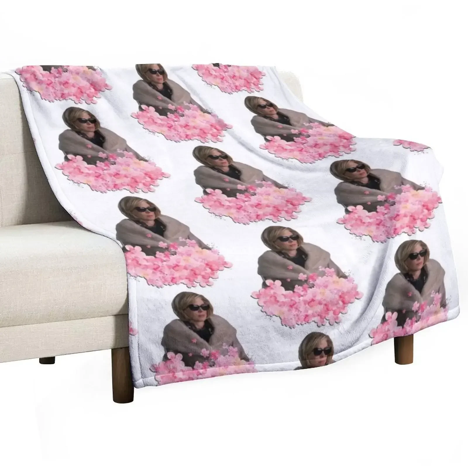 

Christine Baranski Pink Floral Throw Blanket valentine gift ideas Flannel Fabric Nap Blankets