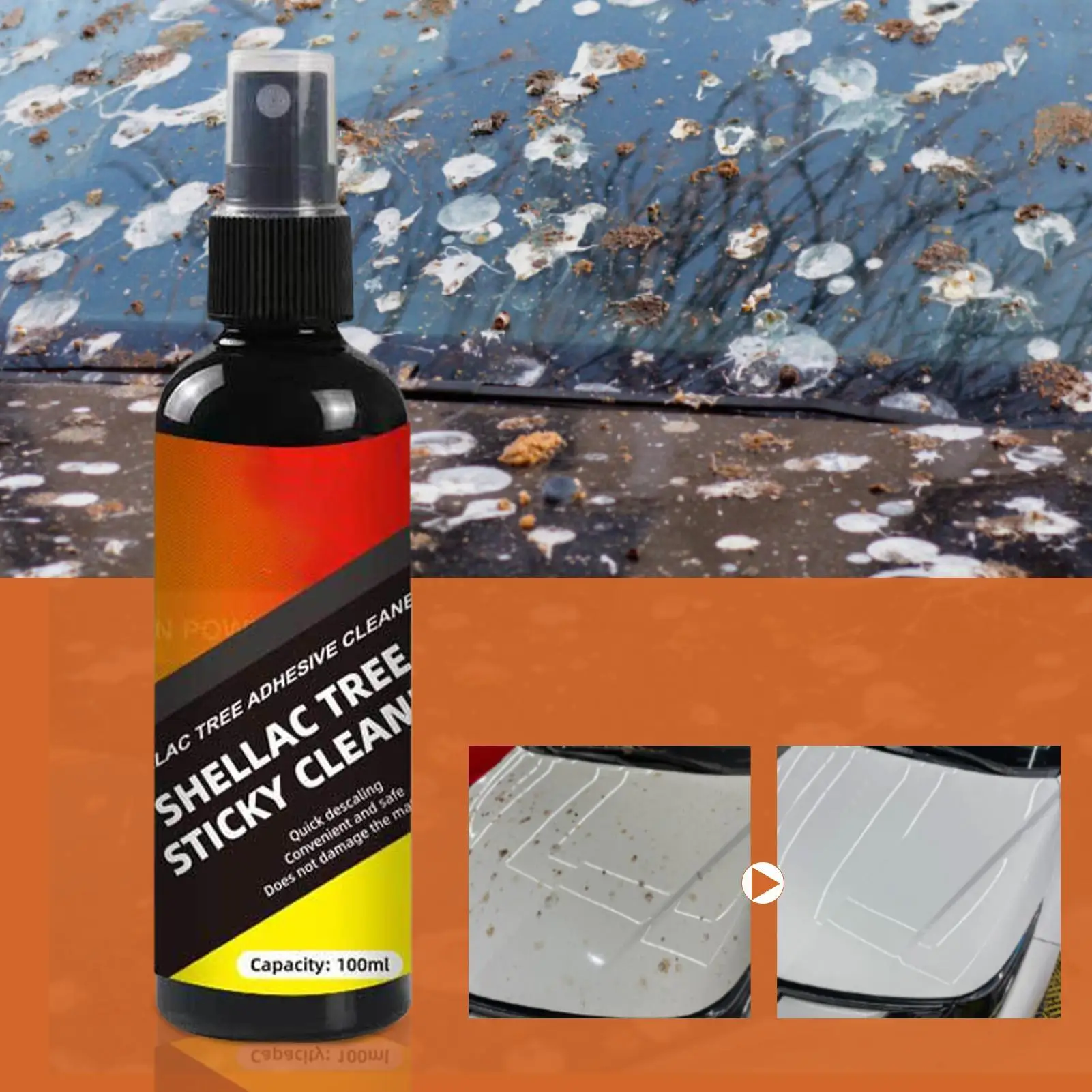 Bird Poop Remover Car Bird Poop Remover Tree Sap Remover Cleaning Spray Car Detail Spray Car Exterior Cleaner 100ml For car