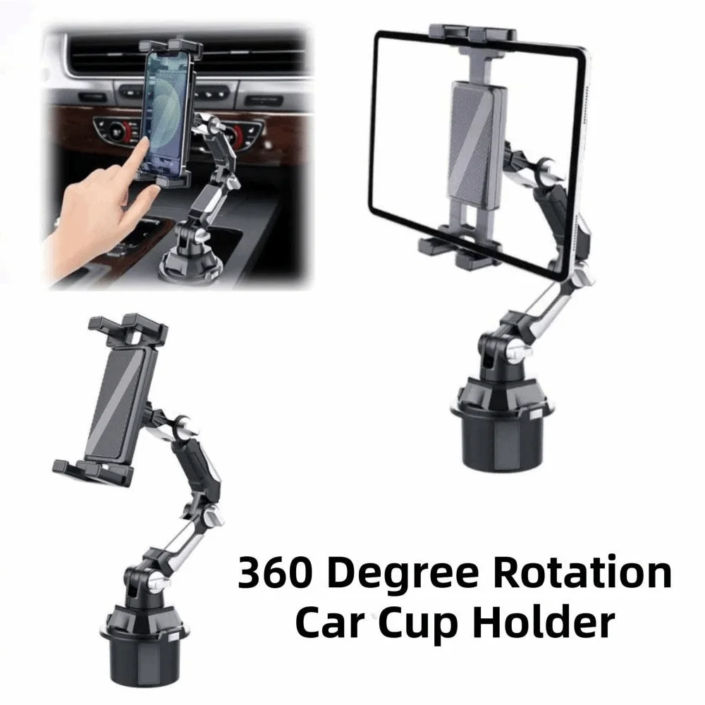 360 Degree Rotation Car Water Cup Holder Universal Stand Adjustable Mobile Phone Tablet Long Joint Position Quick Installation