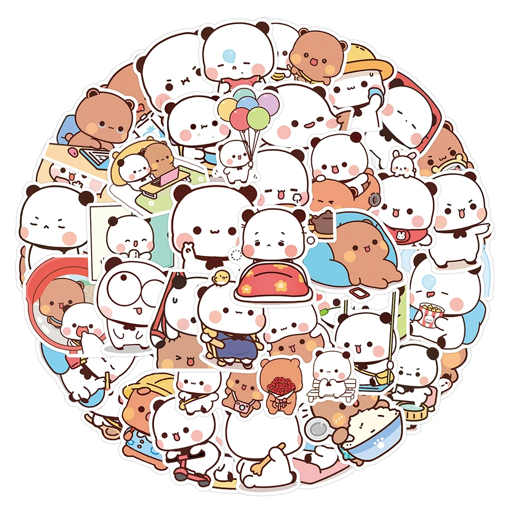 10/30/50/100pcs Kawaii Bubu and Dudu Cartoon Stickers Cute Bear Couple Decals Toys DIY Diary Stationery Decoration Sticker