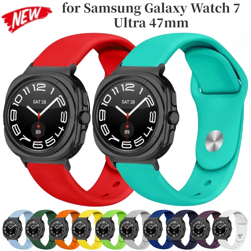 Soft Silicone Strap for Samsung Galaxy Watch 7 Ultra 47mm Sports Bracelet Wristband for Samsung Watch Ultra Correa Replacement