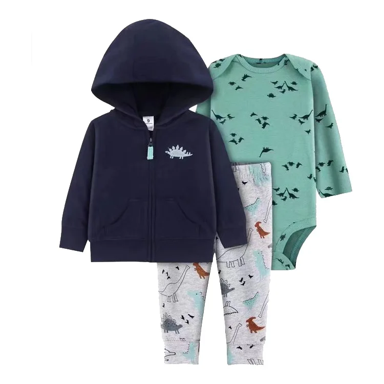 Conjunto de chaquetas con capucha para niños y niñas, mono de manga larga con capucha, primavera y otoño, 3 piezas