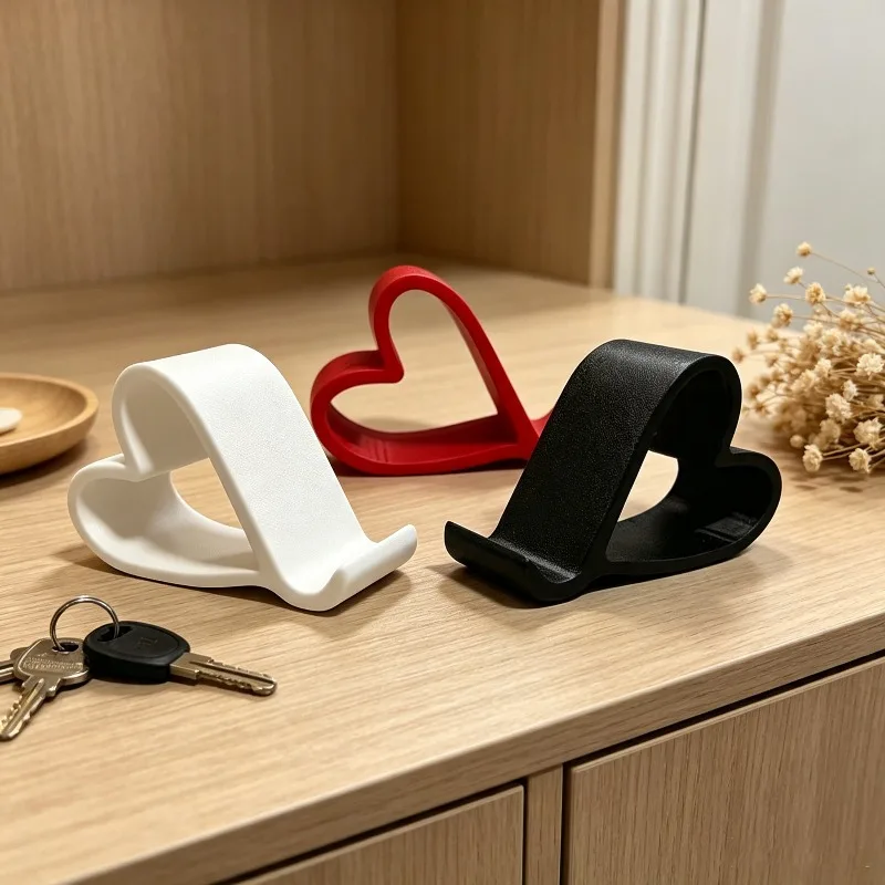3D Printed Heart Shaped Phone Stand Minimalist Desktop Cell Phone Holder Cute Love Design Desk Accessory for Bedroom Office