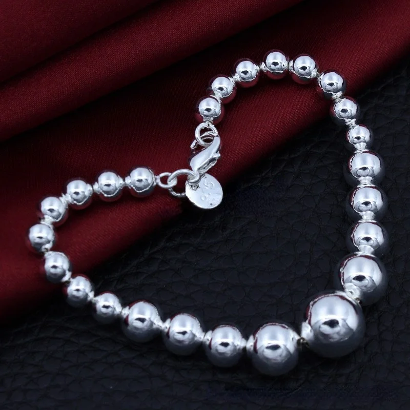 New Charms 925 Sterling Silver Originality Matte Bead Bracelet Chain For Women Men Party Wedding Original Jewelry Christmas Gift