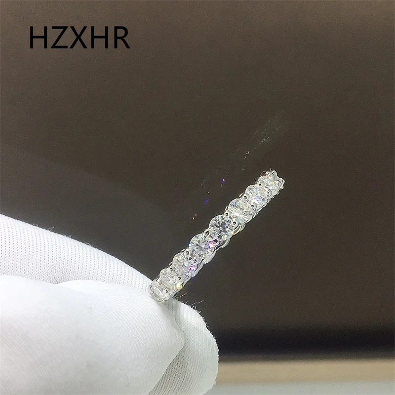 Pt950 Platinum Round Brilliant Cut Total 2 ct Pass Diamond Tester 3mm D Color Moissanite Wedding Ring Band Gift Women Jewelry