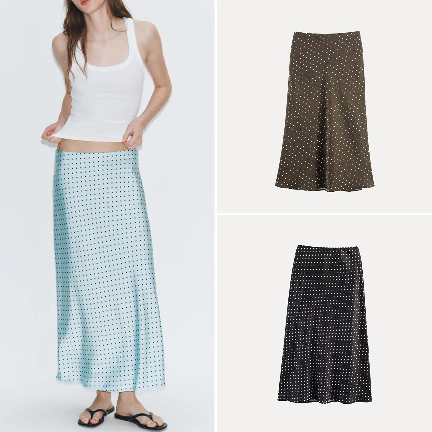 

Women's High Waist Gingham Silk Satin Midi Skirt Straight Cut Summer 2026 Fashionable Elegant Ladies' Half-length Skirts