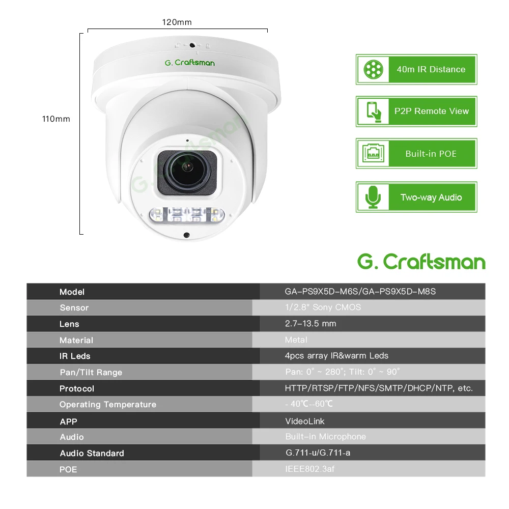 Imagem -02 - Artesão-câmera ip Poe à Prova Dágua 5x Poe Ptz Zoom de 27135 mm 8mp 6mp Áudio Sony Segurança de Vigilância Rtmp Leds ai Vídeo Cctv g.