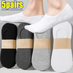 5Pairs Low Cut Men Ankle Socks Solid Color Black White Gray Invisible Breathable Cotton Sports Socks Male Short Socks Women Men