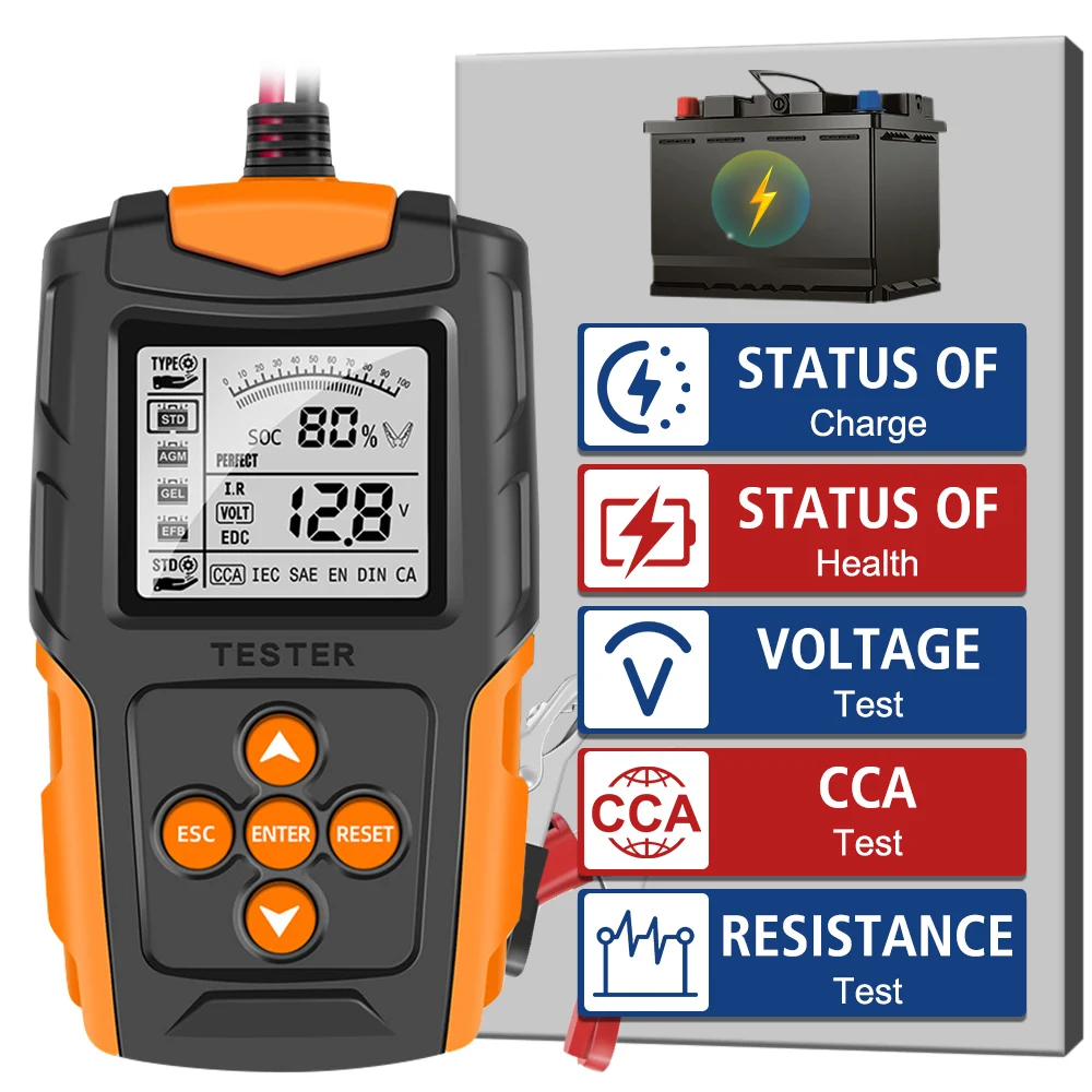 

Auto Diagnostic Tools Car Battery Tester 12V 24V Battery Analyzer Cranking Charging Tool For Wet/GEL/Lead-acid Battery